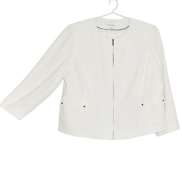 Calvin Klein Jacket Minimalist Quiet Luxury Classic Capsule Scandi Zip White 24W - Picture 7 of 7